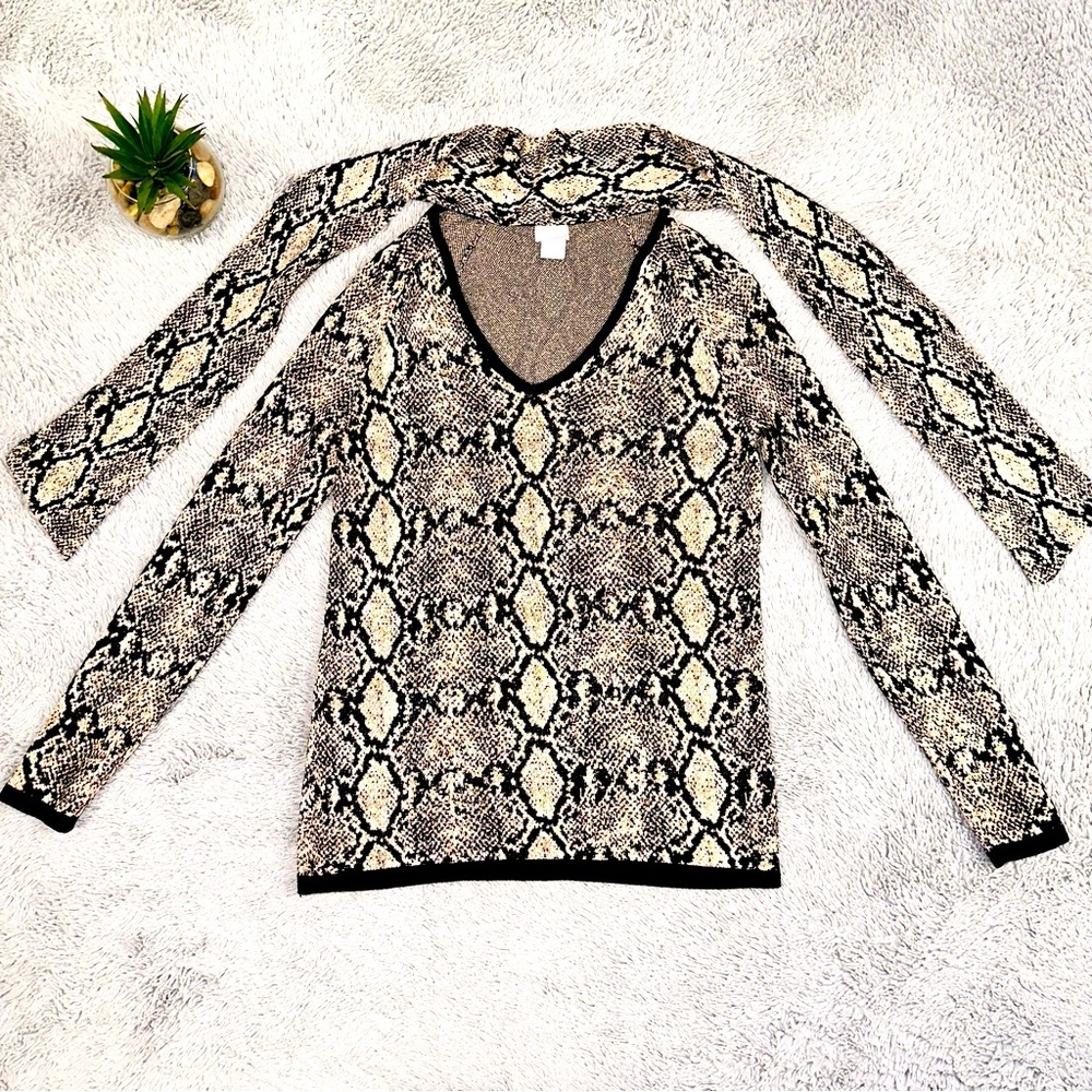 Chico’s Python-Print Tie Neck Sweater - image 2